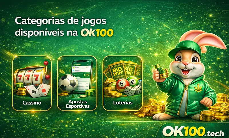 Categorias de jogos disponíveis na Ok100